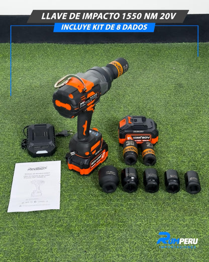 Llave de Impacto 1550 Nm + 8 Dados de Regalo