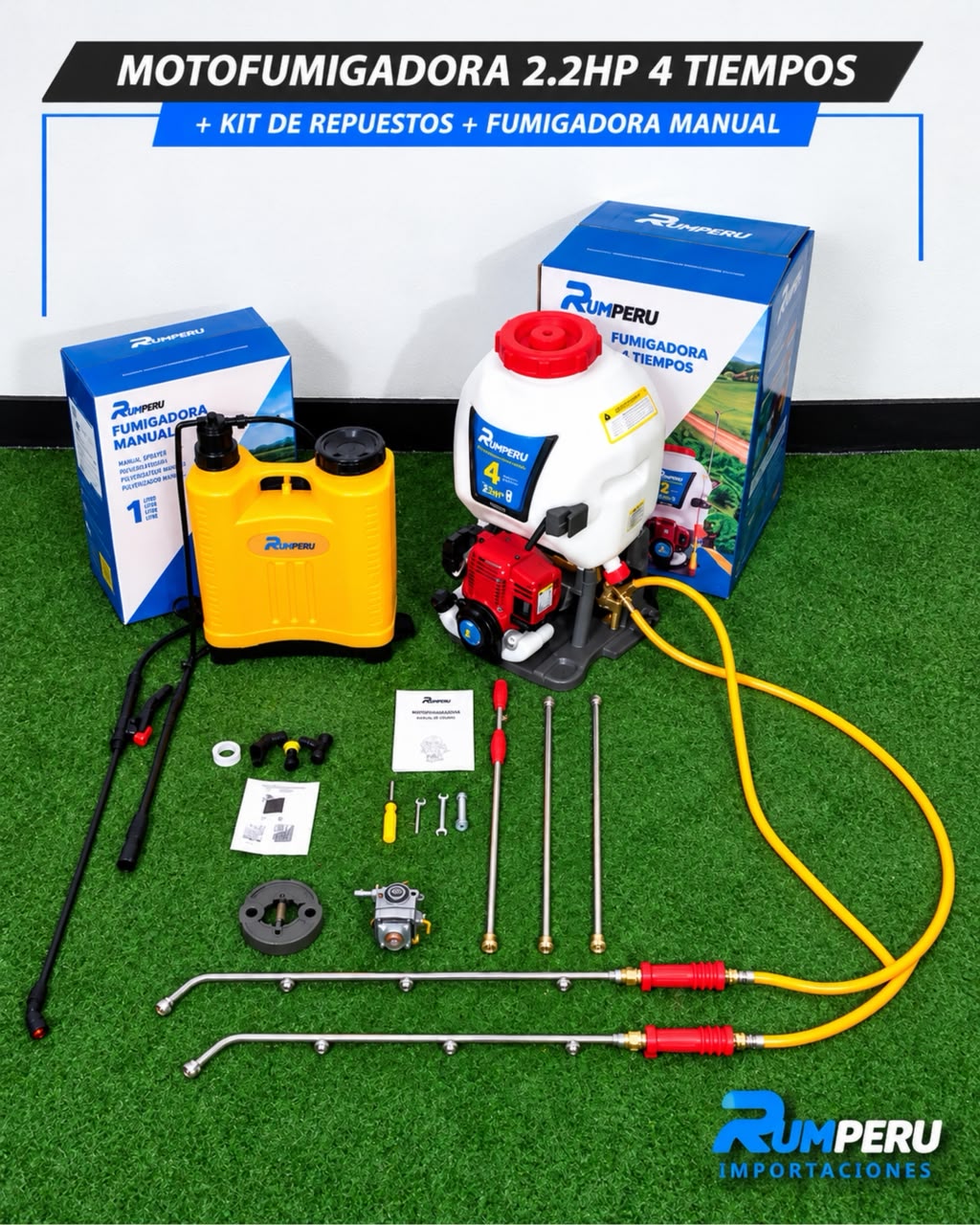 Motofumigadora 2.2HP 4 Tiempos + Kit De Repuestos + Fumigadora manual