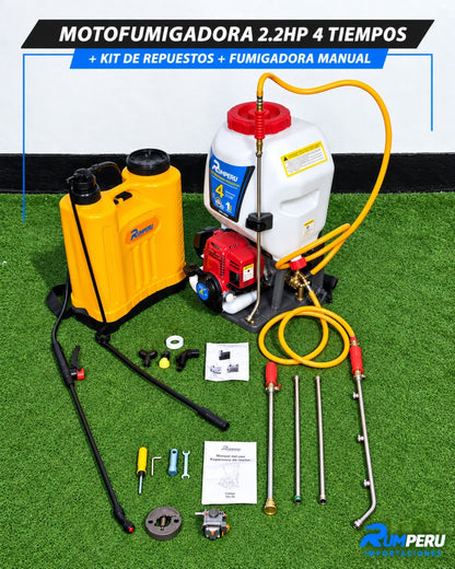 Motofumigadora 2.2HP 4 Tiempos + Kit De Repuestos + Fumigadora manual