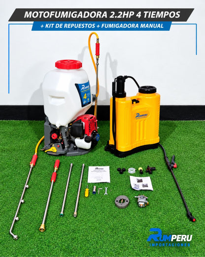 Motofumigadora 2.2HP 4 Tiempos + Kit De Repuestos + Fumigadora manual
