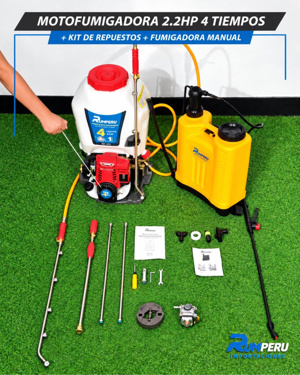 Motofumigadora 2.2HP 4 Tiempos + Kit De Repuestos + Fumigadora manual