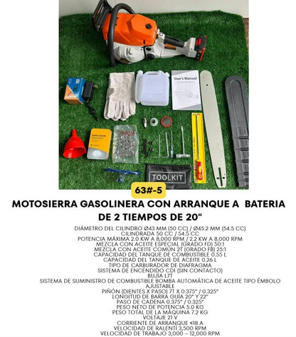 Motosierra 20P Con Arranque Eléctrico (Tecnología Japonesa)