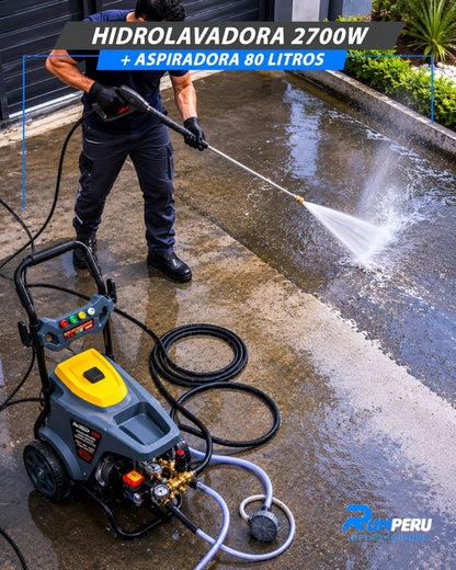 Hidrolavadora 2700W + Aspiradora 80 Litros