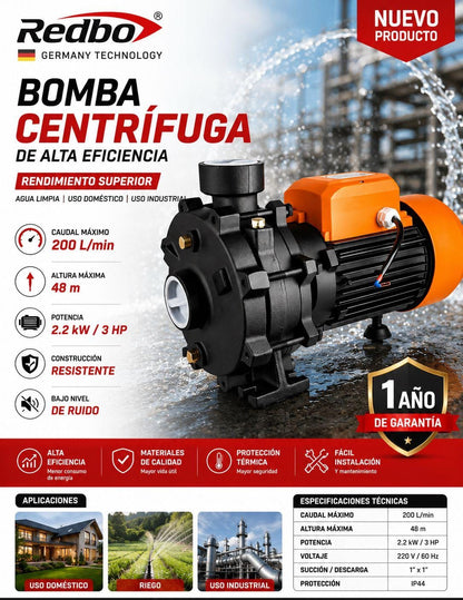 Bomba Centrifugar 3HP 2X2 (Tecnología Japonesa)