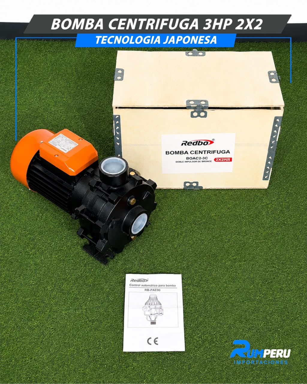 Bomba Centrifugar 3HP 2X2 (Tecnología Japonesa)
