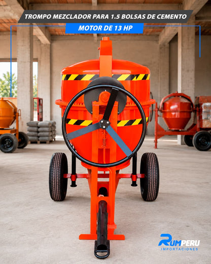 Trompo Mezclador Gasolina De 1.5 Bolsas De Cemento Con Motor De 13 HP 320 Litros