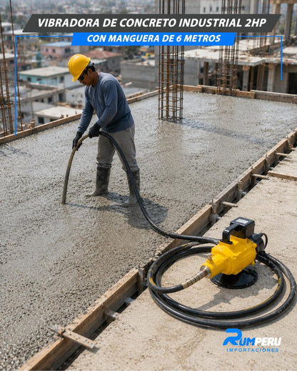 Vibradora De Concreto Industrial 2HP Con Manguera De 6 Metros