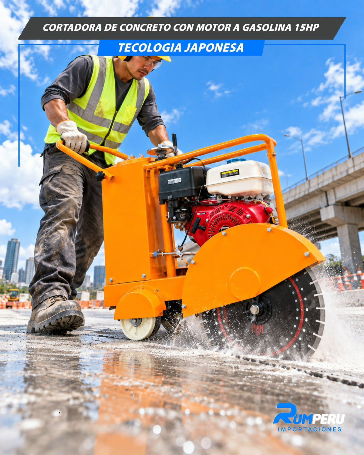 Cortadora de Concreto a Gasolina 15HP – Tecnología Japonesa