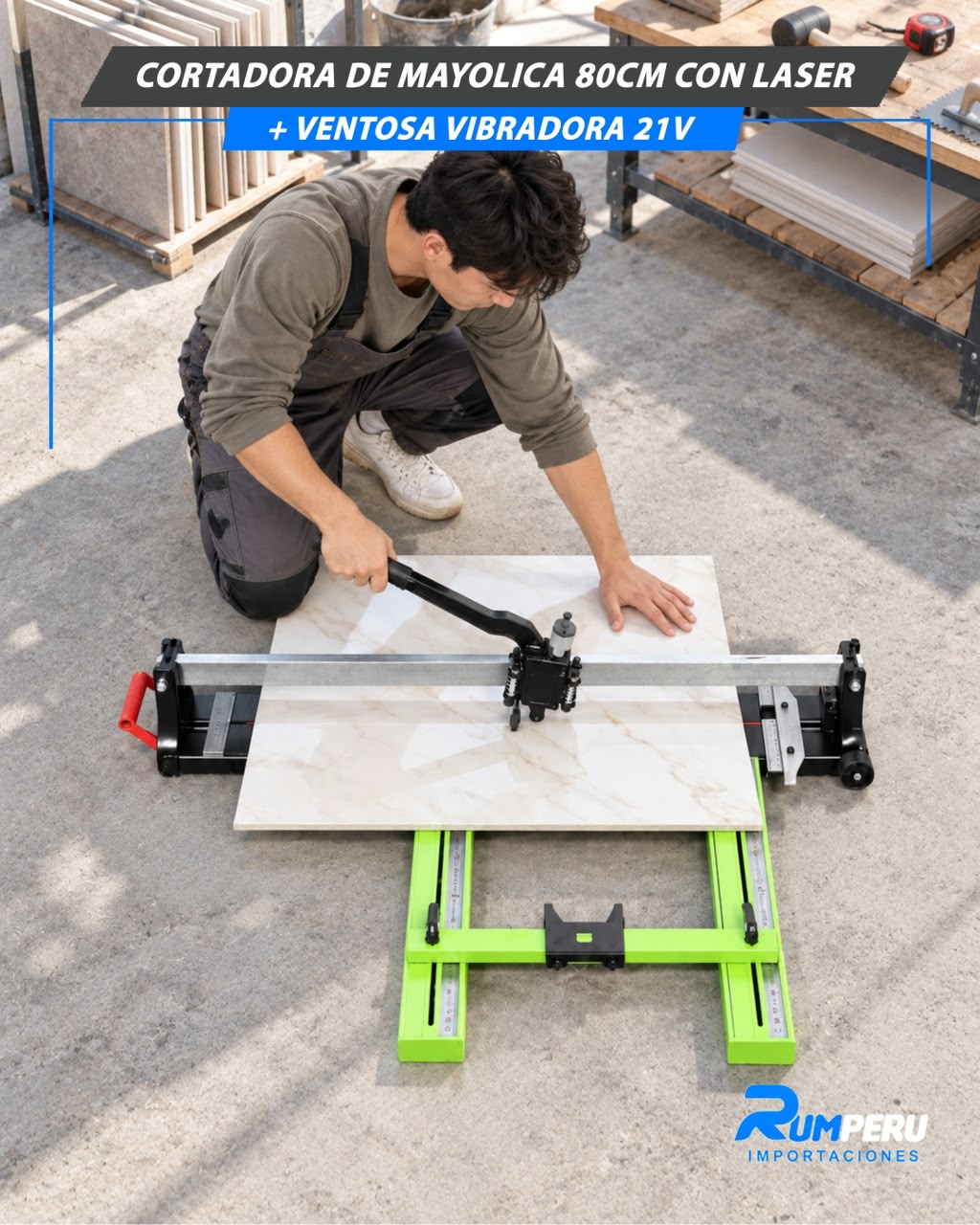 Cortadora De Mayólica 80CM Con laser + Ventosa Vibradora 21V