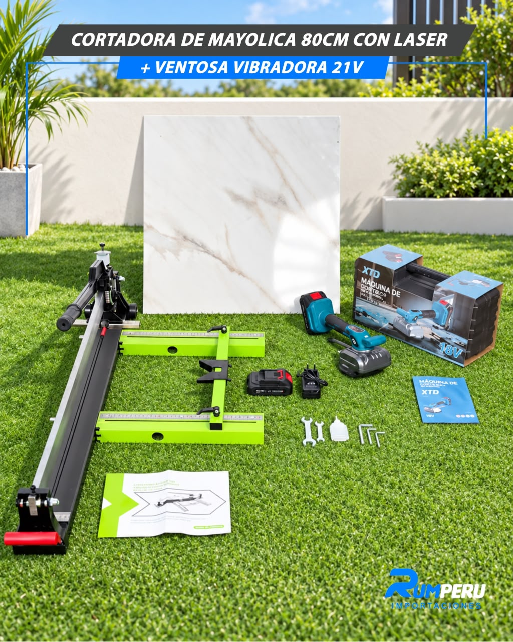 Cortadora De Mayólica 80CM Con laser + Ventosa Vibradora 21V