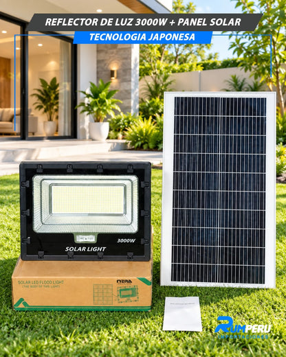 Reflector De Luz 3000W + Panel Solar Tecnología japonesa
