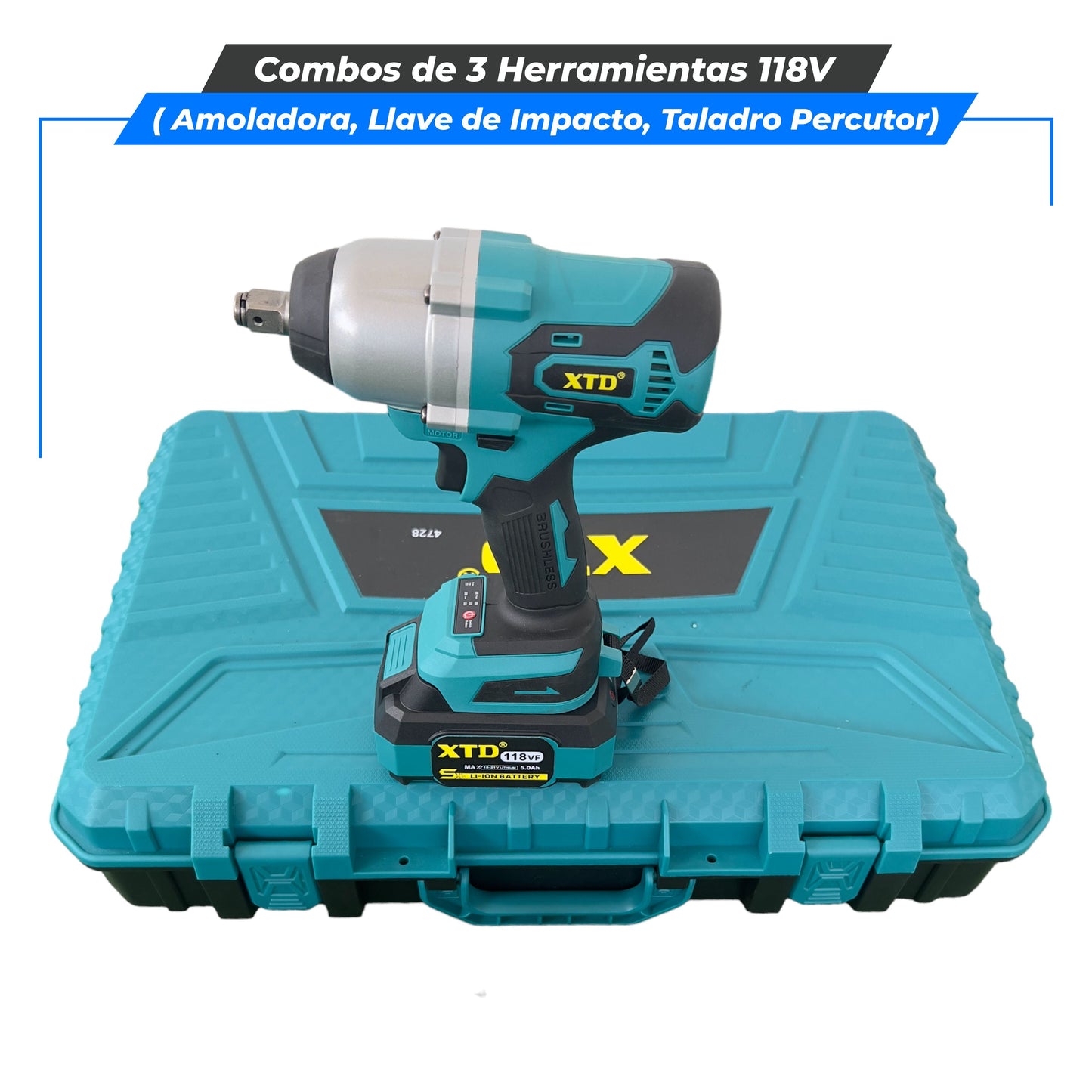 Super Combo 3 Herramientas (Llave de Impacto, Taladro, Amoladora 118V)