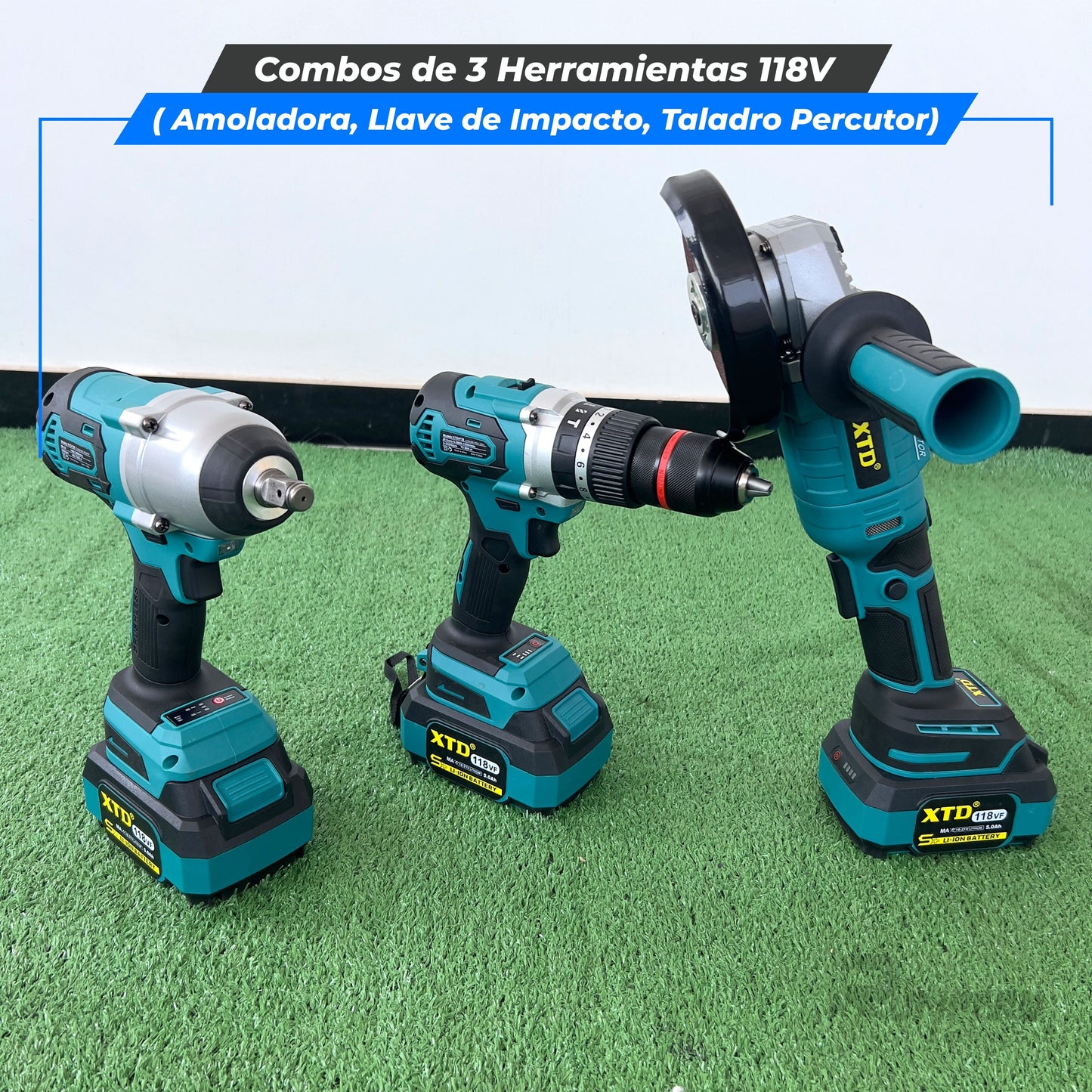 Super Combo 3 Herramientas (Llave de Impacto, Taladro, Amoladora 118V)