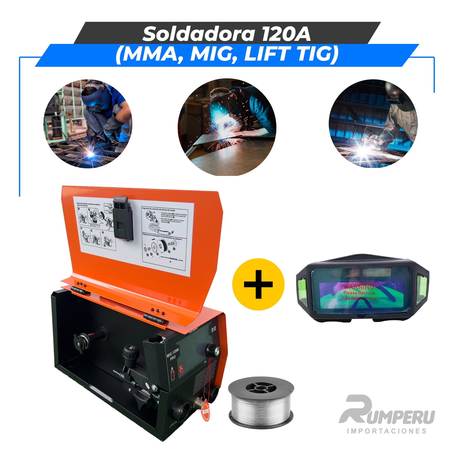 Soldadora Multiproceso 120 Amperios (MMA, MIG , LIFT TIG)