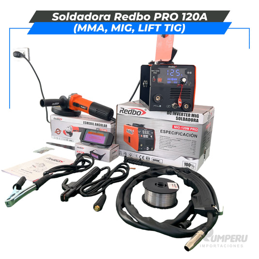 Soldadora Redbo PRO 120A + Amoladora 900W (MMA, MIG, LIFT TIG)