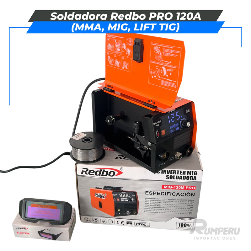 Cargue la imagen en el visor de la galería, Soldadora Redbo PRO 120A + Amoladora 900W (MMA, MIG, LIFT TIG)
