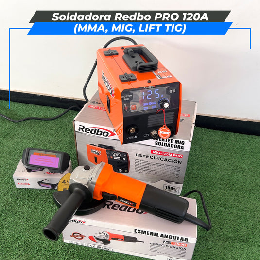 Soldadora Redbo PRO 120A + Amoladora 900W (MMA, MIG, LIFT TIG)