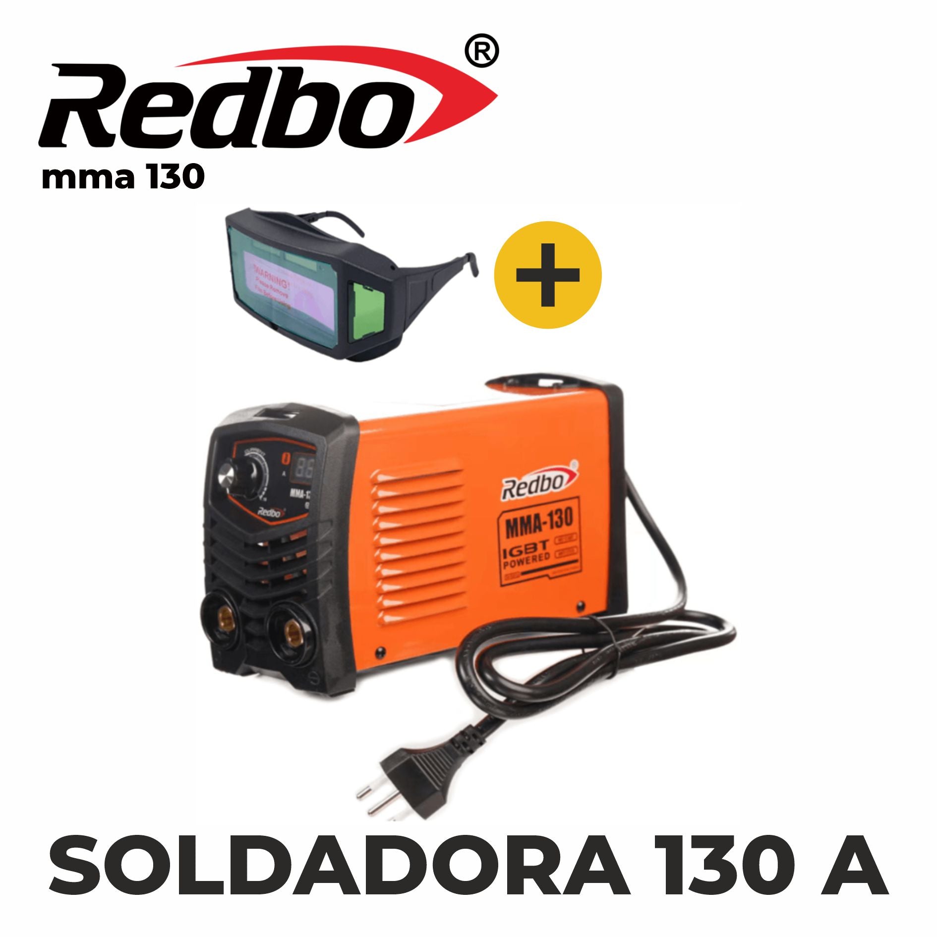Soldadora Inversora 130A REDBO MMA-130 + Lentes