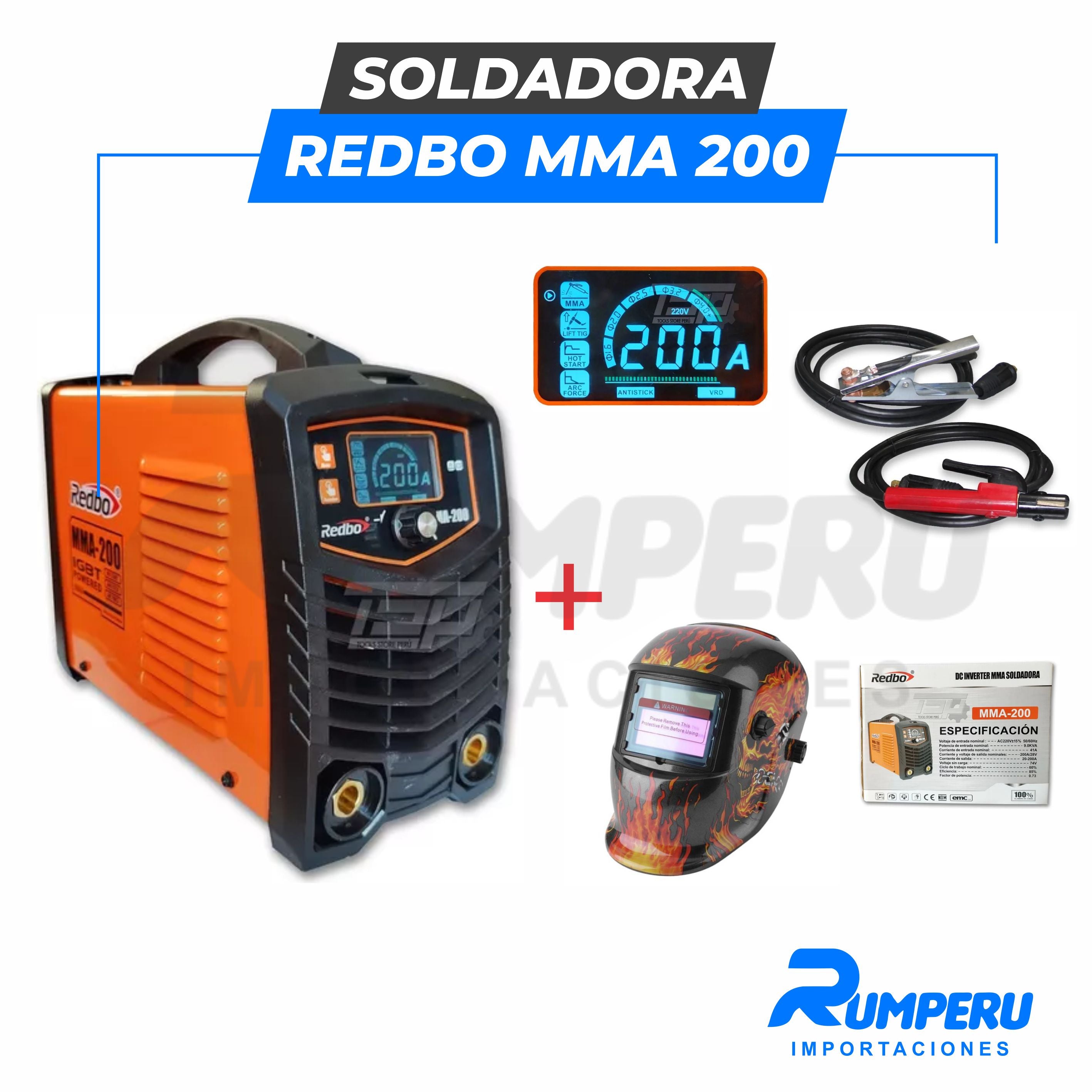 Maquina soldar inverter MMA-200 Pro – redbo monterrey