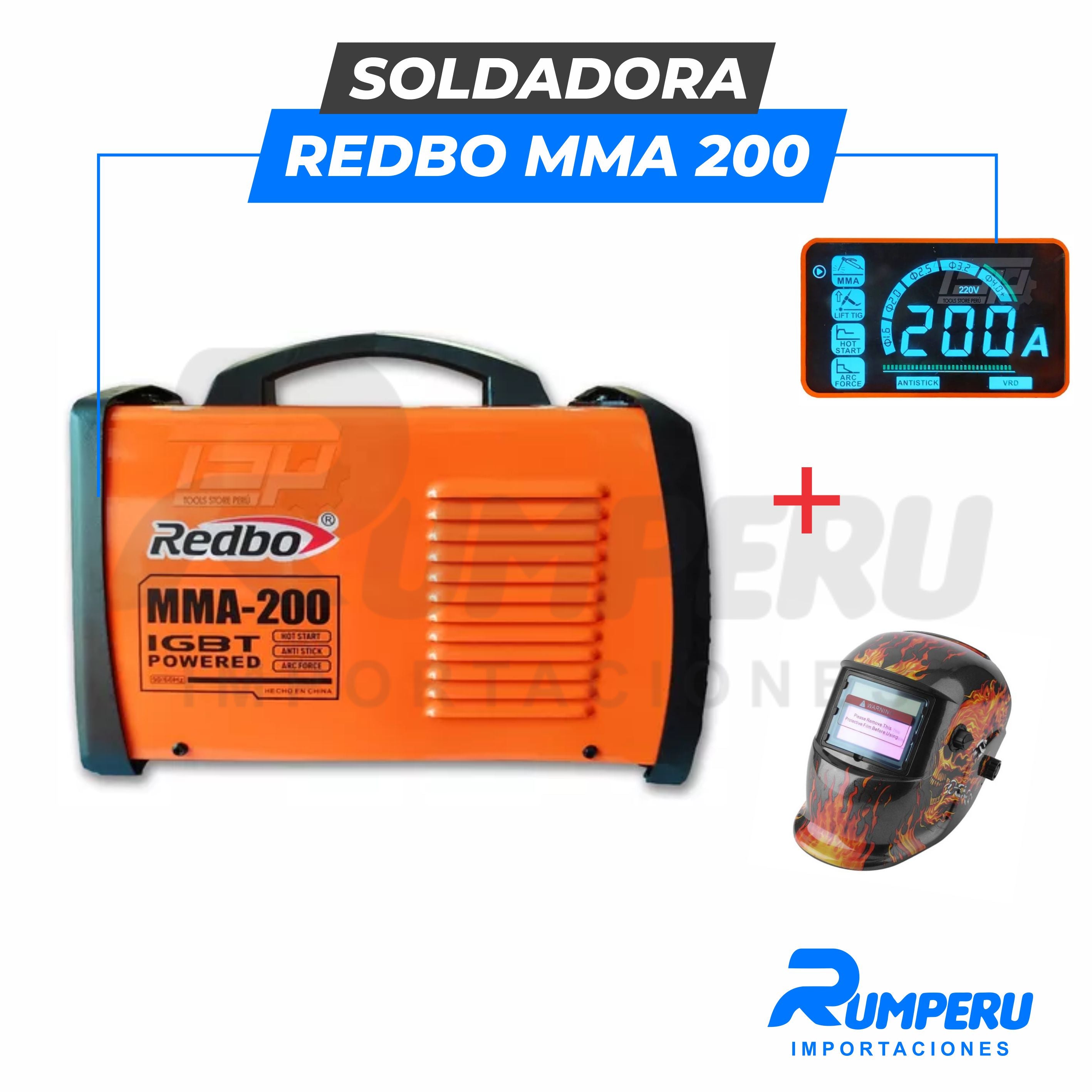 soldadora Redbo 200A + Mascara