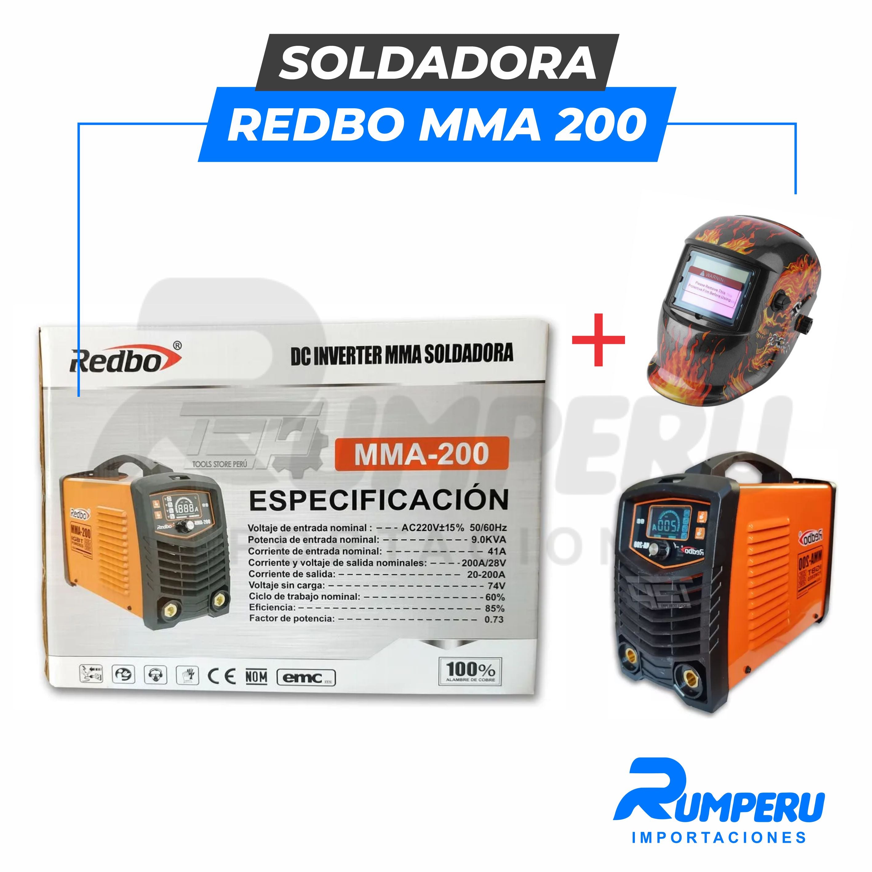 soldadora Redbo 200A + Mascara